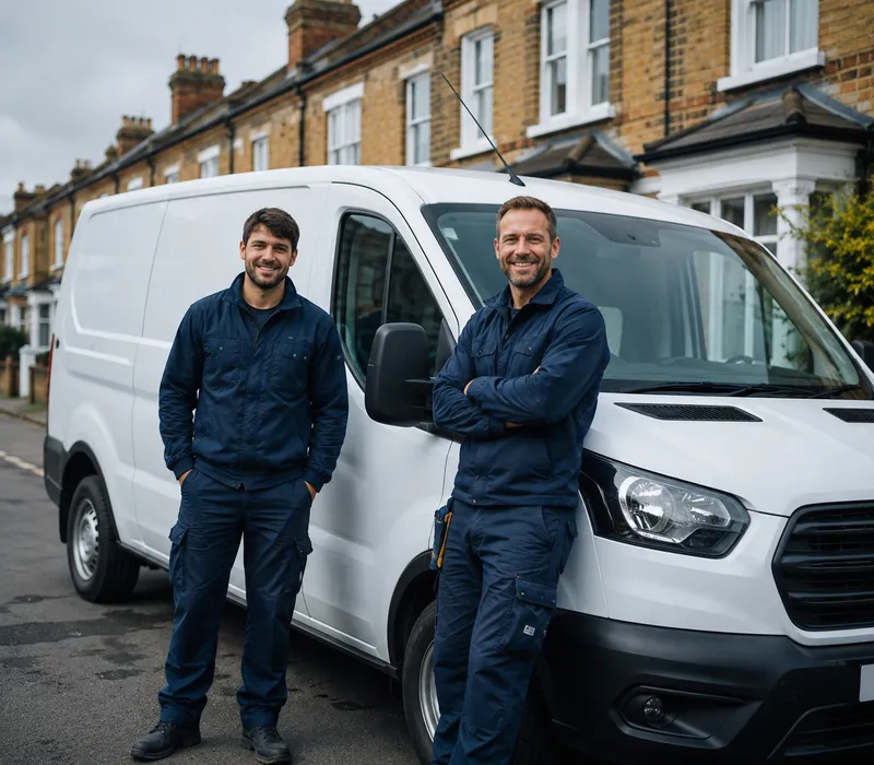 Professional plumber working in a Northampton home